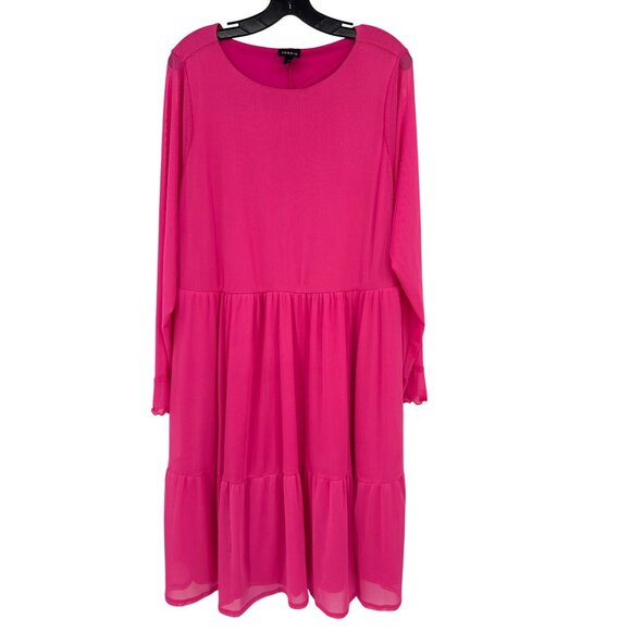 Torrid Womens Ruffle Tiered Mini Dress Mesh Pink size 2X plus - Picture 2 of 8